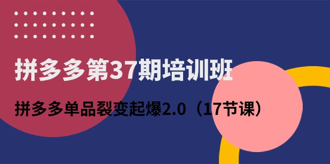拼多多第37期培训班：拼多多单品裂变起爆2.0（17节课）|无忧资源社