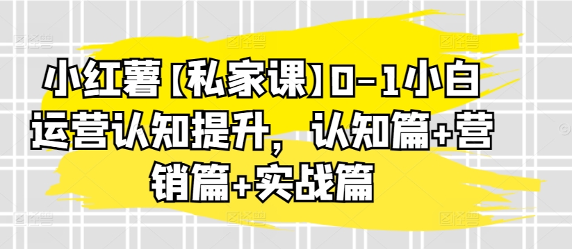 小红薯【私家课】0-1小白运营认知提升，认知篇+营销篇+实战篇_无忧资源社|无忧资源社