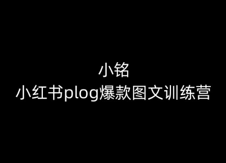 小铭-小红书plog爆款图文训练营，教你从0-1做小红书_无忧资源社|无忧资源社