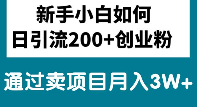 新手小白日引流200+创业粉,通过卖项目月入3W+|无忧资源社