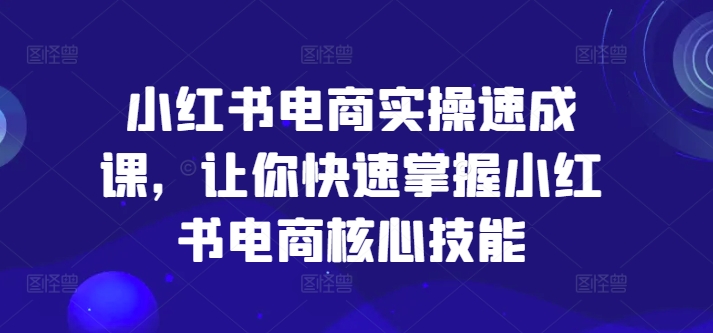 小红书电商实操速成课，让你快速掌握小红书电商核心技能|无忧资源社