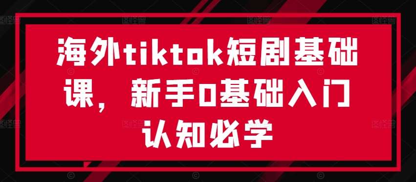 海外tiktok短剧基础课，新手0基础入门认知必学|无忧资源社