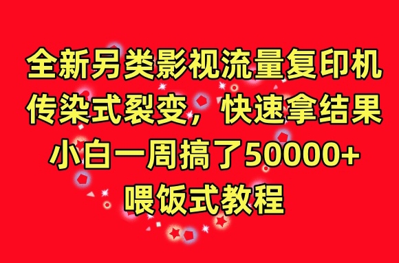 全新另类影视流量复印机，传染式裂变，快速拿结果，小白一周搞了50000+，喂饭式教程_无忧资源社|无忧资源社