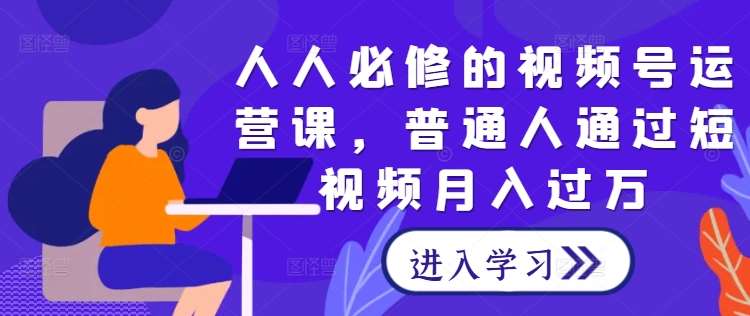 人人必修的视频号运营课，普通人通过短视频月入过万|无忧资源社