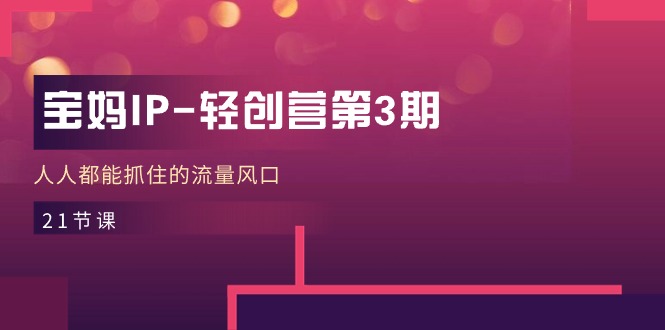 宝妈IP-轻创营第3期，人人都能抓住的流量风口（21节课）|无忧资源社
