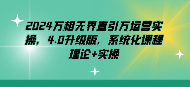 2024万相无界直引万运营实操，4.0升级版，系统化课程 理论+实操|无忧资源社