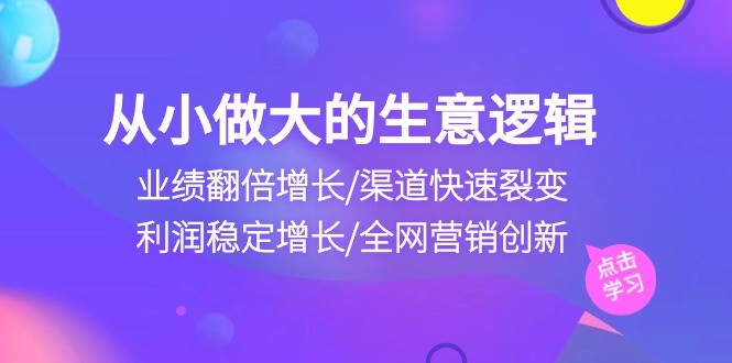 从小做大生意逻辑：业绩翻倍增长/渠道快速裂变/利润稳定增长/全网营销创新_无忧资源社|无忧资源社