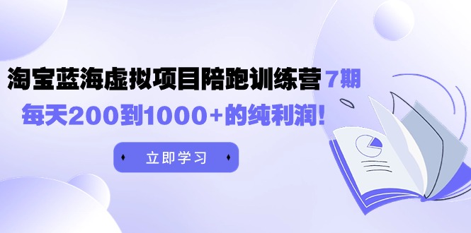 黄岛主《淘宝蓝海虚拟项目陪跑训练营7期》每天200到1000+的纯利润_无忧资源社|无忧资源社