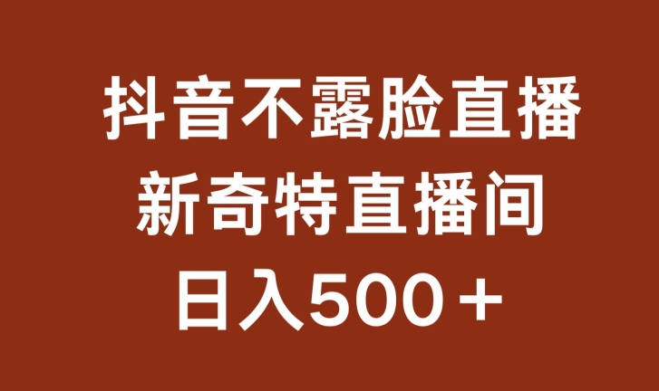 不露脸挂机直播，新奇特直播间，日入500+_无忧资源社|无忧资源社