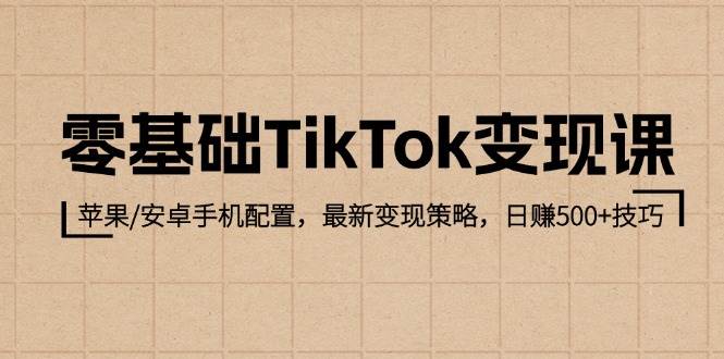 （12723期）零基础TikTok变现课：苹果/安卓手机配置，最新变现策略，日赚500+技巧|无忧资源社
