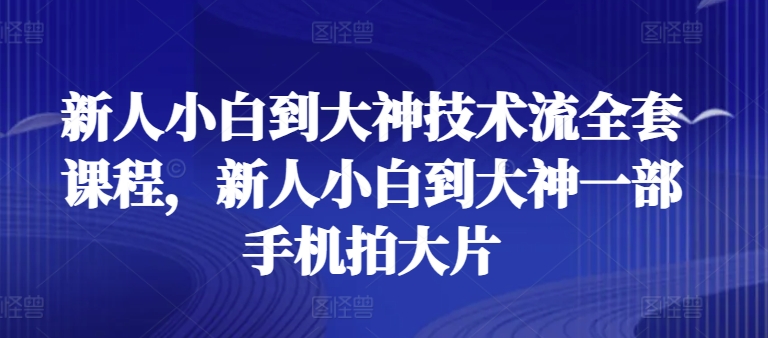 新人小白到大神技术流全套课程，新人小白到大神一部手机拍大片_无忧资源社|无忧资源社