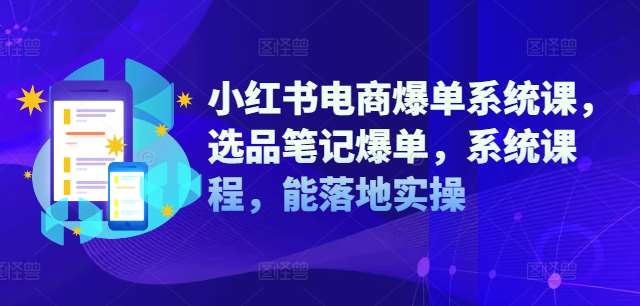 小红书电商爆单系统课，选品笔记爆单，系统课程，能落地实操|无忧资源社