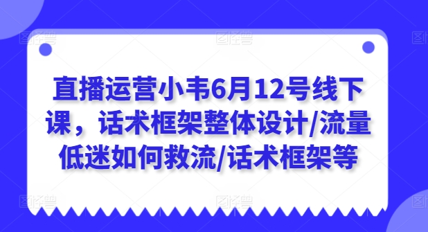 直播运营小韦6月12号线下课，话术框架整体设计/流量低迷如何救流/话术框架等|无忧资源社