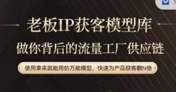 老板IP流量供应链，动作越少，账号越好，使用拿来就能用的万能模型，快速为产品获客翻N倍|无忧资源社