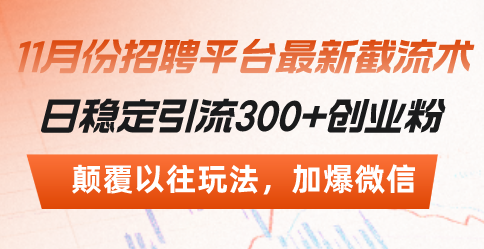 （13309期）招聘平台最新截流术，日稳定引流300+创业粉，颠覆以往玩法 加爆微信|无忧资源社