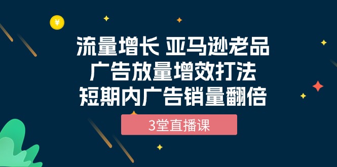 流量增长 亚马逊老品广告放量增效打法，短期内广告销量翻倍（3堂直播课）_无忧资源社|无忧资源社