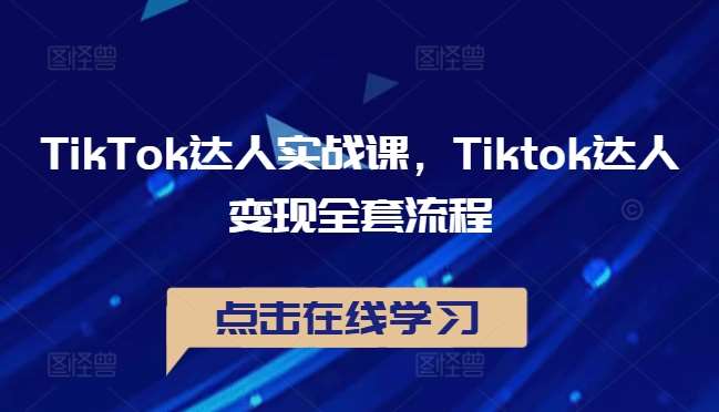 TikTok达人实战课，Tiktok达人变现全套流程|无忧资源社