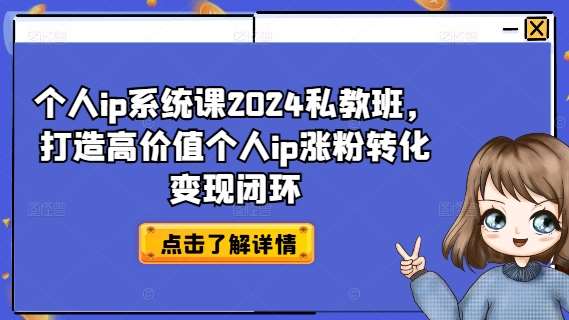 个人ip系统课2024私教班，打造高价值个人ip涨粉转化变现闭环|无忧资源社