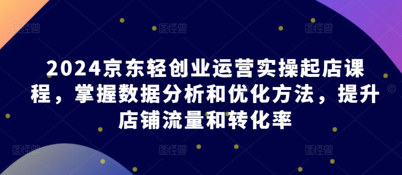 2024京东轻创业运营实操起店课程，掌握数据分析和优化方法，提升店铺流量和转化率_无忧资源社|无忧资源社