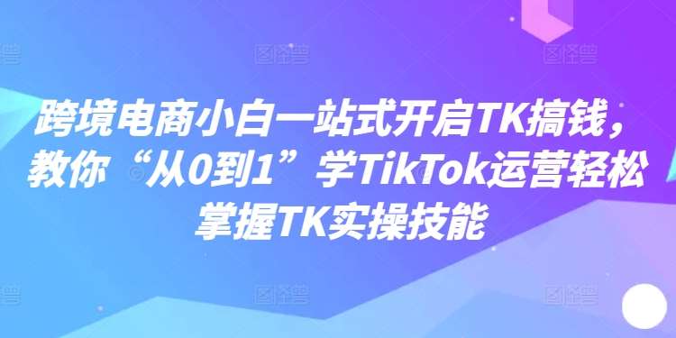 跨境电商小白一站式开启TK搞钱，教你“从0到1”学TikTok运营轻松掌握TK实操技能|无忧资源社