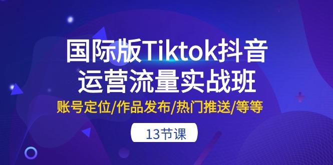 国际版Tiktok抖音运营流量实战班：账号定位/作品发布/热门推送/等等-13节_无忧资源社|无忧资源社