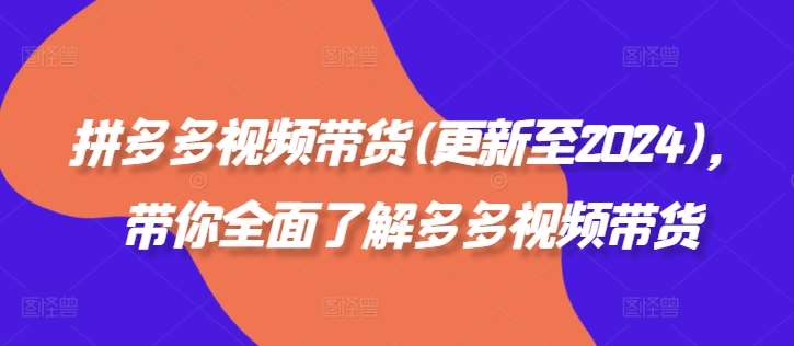 拼多多视频带货(更新至2024)，带你全面了解多多视频带货|无忧资源社