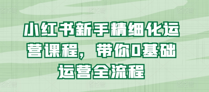 小红书新手精细化运营课程，带你0基础运营全流程|无忧资源社