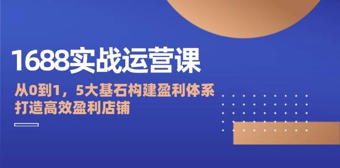 （12482期）1688实战运营课：从0到1，5大基石构建盈利体系，打造高效盈利店铺|无忧资源社