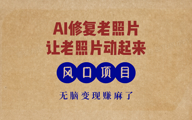 （13296期）最新风口项目，AI一键修复老照片，让老照片动起来，接单到手软，无脑变…|无忧资源社