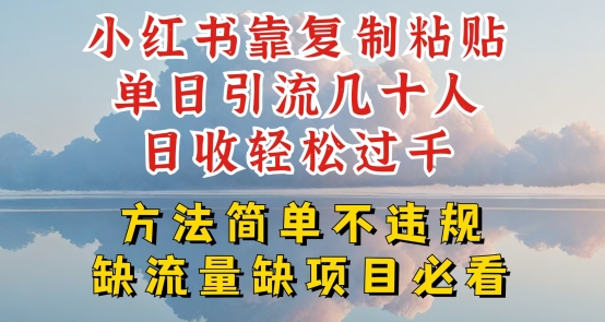 小红书靠复制粘贴单日引流几十人目收轻松过千，方法简单不违规|无忧资源社