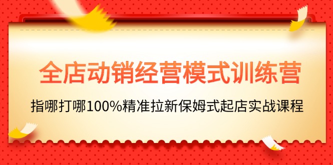 全店动销-经营模式训练营，指哪打哪100%精准拉新保姆式起店实战课程|无忧资源社