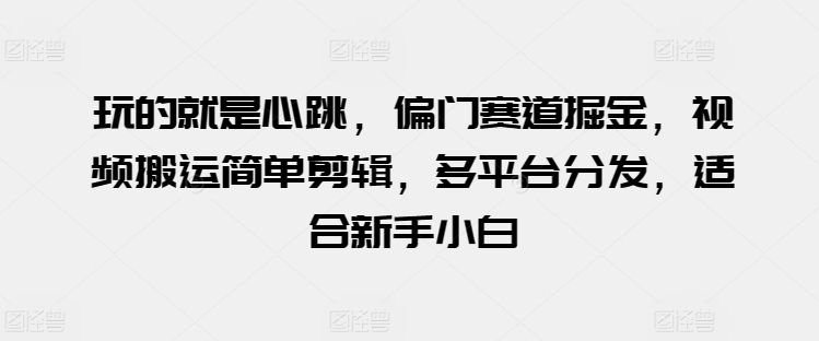 玩的就是心跳，偏门赛道掘金，视频搬运简单剪辑，多平台分发，适合新手小白_无忧资源社|无忧资源社