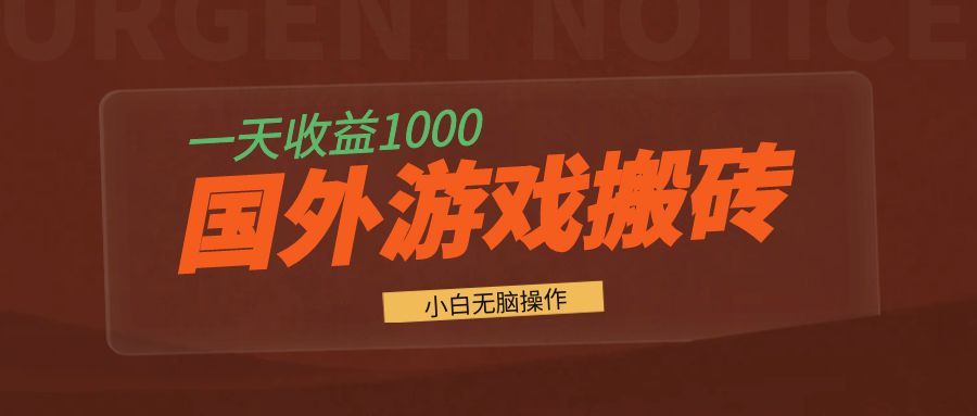 （13321期）国外游戏全自动搬砖，一天收益1000+ 小白无脑操作|无忧资源社