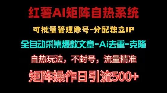 红薯矩阵自热系统，独家不死号引流玩法！矩阵操作日引流500+|无忧资源社