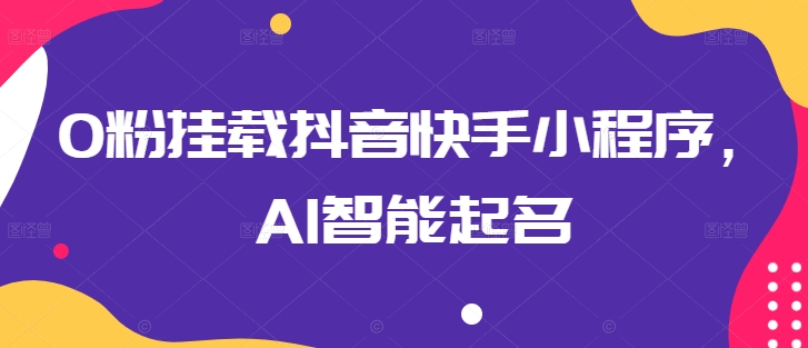 0粉挂载抖音快手小程序，AI智能起名_无忧资源社|无忧资源社