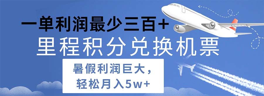 2024暑假利润空间巨大的里程积分兑换机票项目，每一单利润最少500|无忧资源社