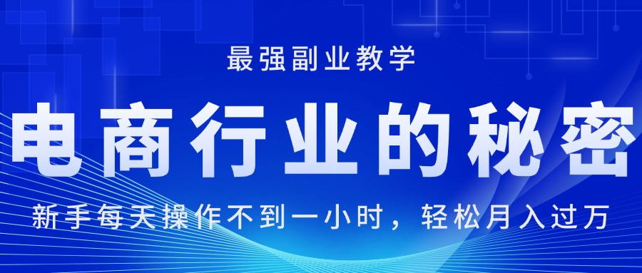 电商行业的秘密，新手每天操作不到一小时，月入过万轻轻松松，最强副业…|无忧资源社