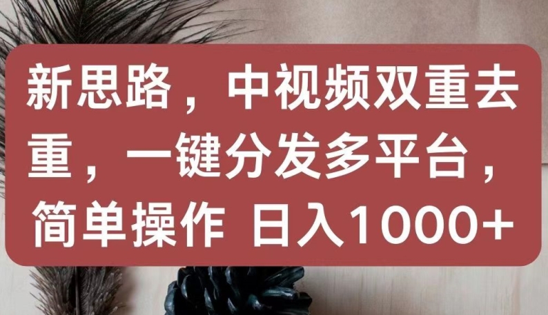 新思路，中视频双重去重，一键分发多平台，简单操作，日入1000+_无忧资源社|无忧资源社