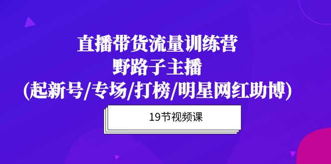 直播带货流量特训营，野路子主播(起新号/专场/打榜/明星网红助博)19节课_无忧资源社|无忧资源社