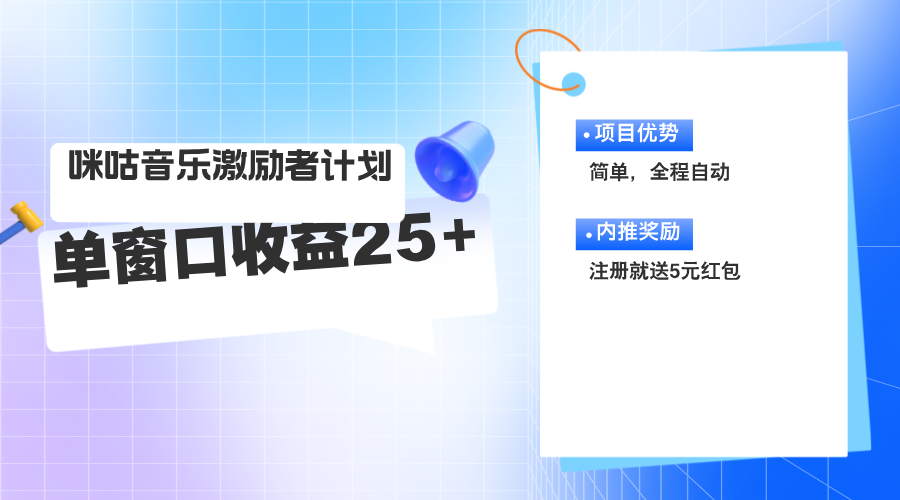 （11942期）咪咕激励者计划，单窗口收益20~25，可矩阵操作|无忧资源社