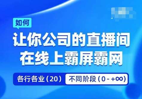 企业矩阵直播霸屏实操课，让你公司的直播间在线上霸屏霸网|无忧资源社