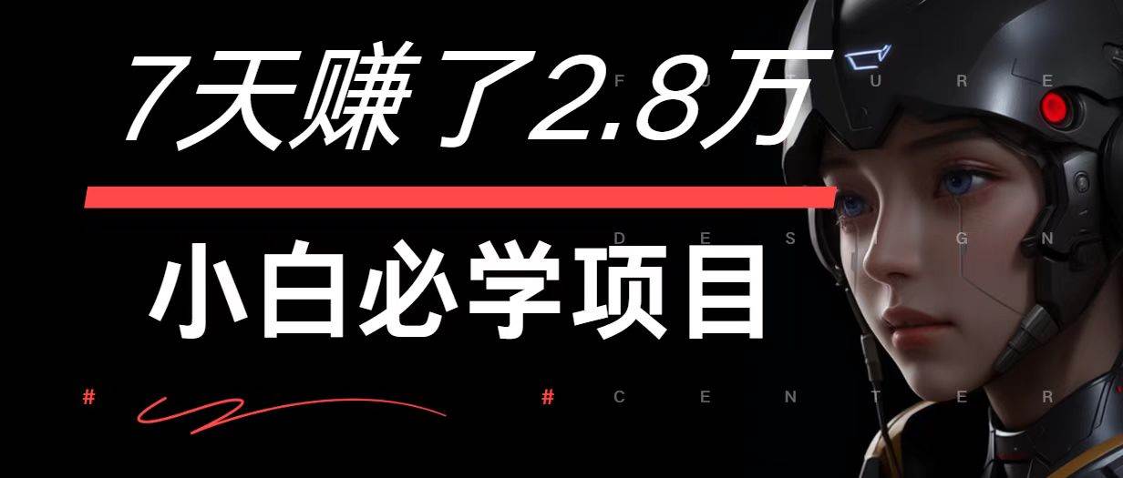 7天赚了2.8万！每单利润最少500+，轻松月入7万+小白有手就行|无忧资源社