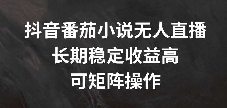 抖音番茄小说无人直播，长期稳定收益高，可矩阵操作【揭秘】|无忧资源社