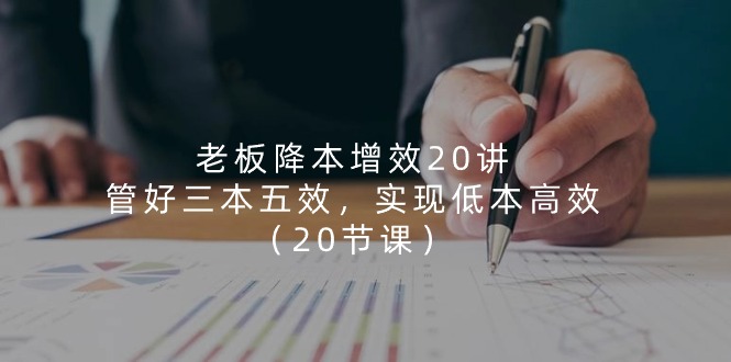 老板 降本增效20讲，管好 三本五效，实现低本高效（20节课）|无忧资源社