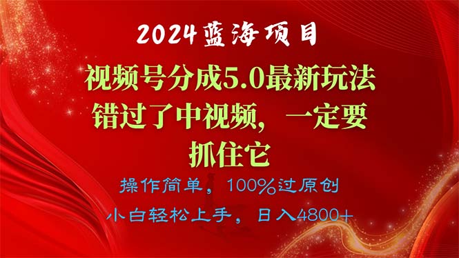 2024蓝海项目，视频号分成计划5.0最新玩法，错过了中视频，一定要抓住…|无忧资源社