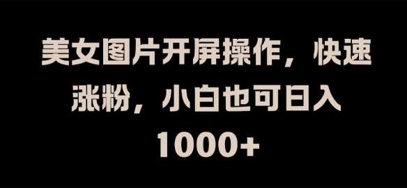美女图片开屏操作，快速涨粉，小白也可日入1k【揭秘】|无忧资源社