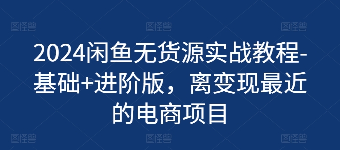 2024闲鱼无货源实战教程-基础+进阶版，离变现最近的电商项目|无忧资源社