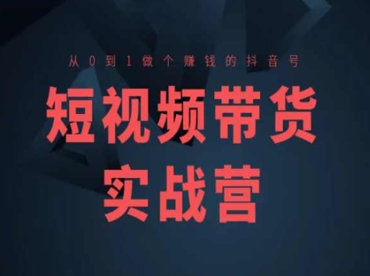 短视频带货实战营，从0到1做个赚钱的抖音号|无忧资源社