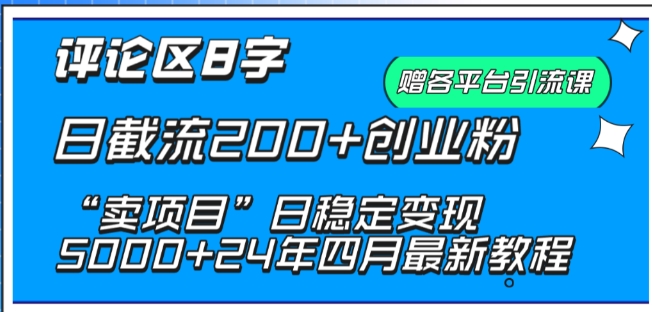 抖音评论区8字日截流200+创业粉 “卖项目”日稳定变现5000+_无忧资源社|无忧资源社