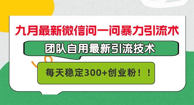 （12735期）九月最新微信问一问暴力引流术，团队自用引流术，每天稳定300+创…|无忧资源社